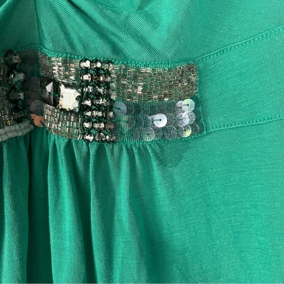 Boden Glamorous Bead Sequin Summer Maxi Dress Green US 2 UK 6 Sleeveless FLAWED. - Picture 6 of 6